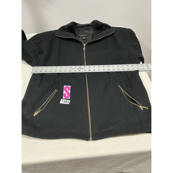 Womans Metropolitan Ny Size 10 Black Zip Up Wool Lined Pea Coat - Picture 4 of 7